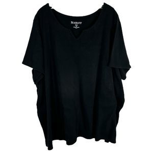 Roamans Plus Size 3X Top 30W 32W Black Short Sleeve V Neck Tee‎ Cotton Blend 736
